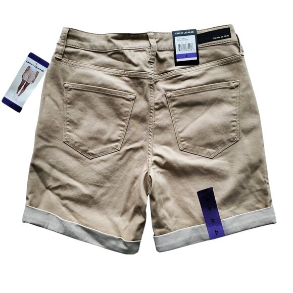 DKNY NWT Bermuda Shorts Chino Tan Color Brushed Cotton Bland Stretchy Size 4 - Picture 3 of 12